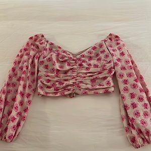 New WO Tags - Zara Pink Floral Crop Top